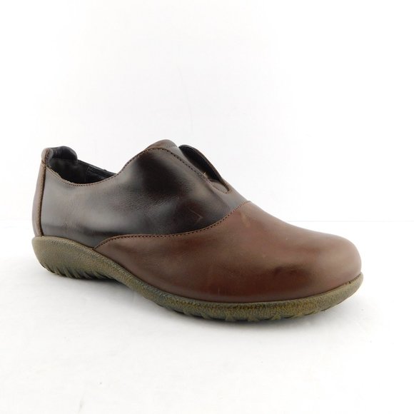 NAOT Brown Leather Split Top Slip On Flat Loafers 37EU / 6US - Picture 1 of 7